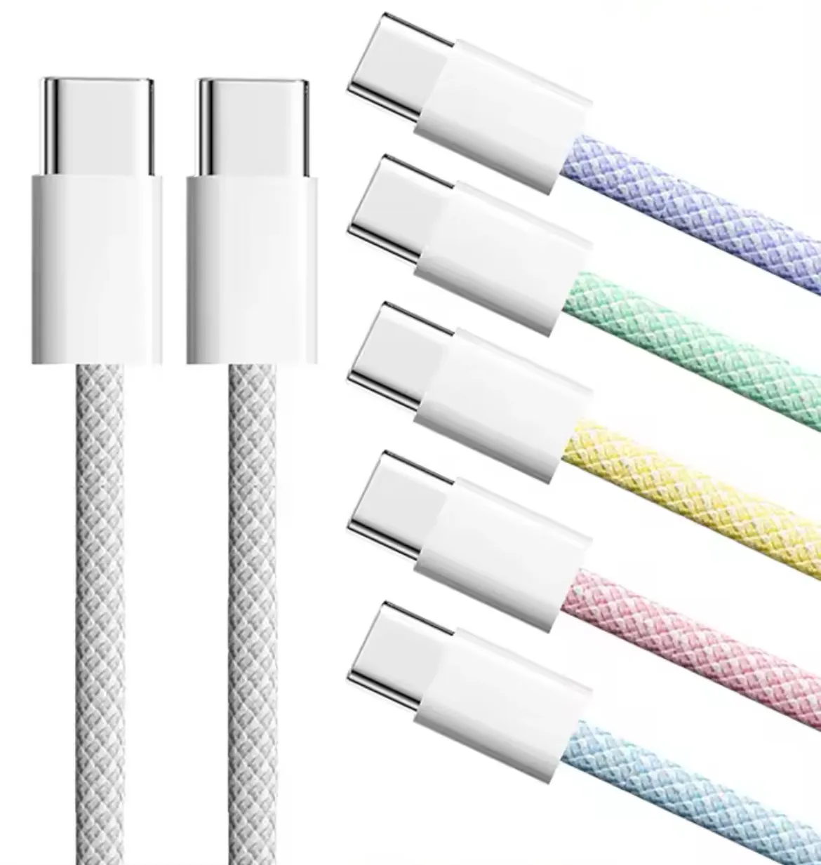 [Com Taxa] Cabo Usb-C Para Usb-C 60w  Colorido, Carregamento Rpido Com Power Delivery (Pd)